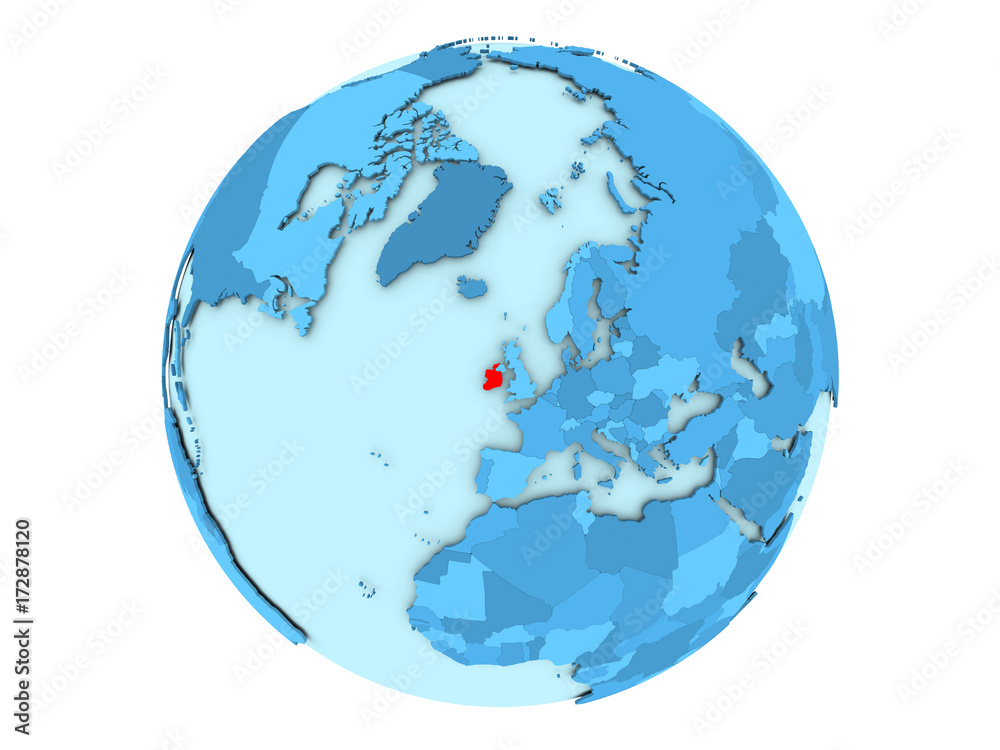 Ireland on blue globe isolated Ireland on blue globe isolated