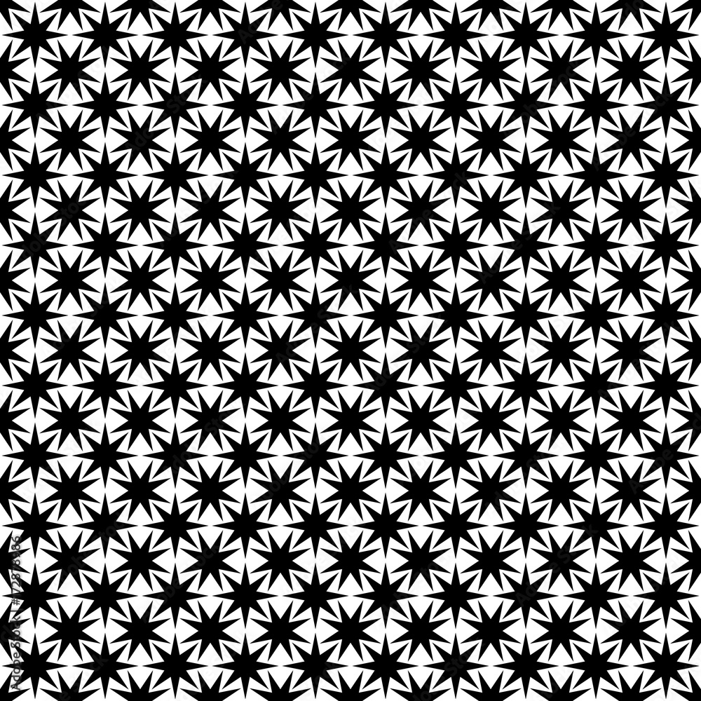 Monochrome seamless abstract geometric star pattern - vector background design