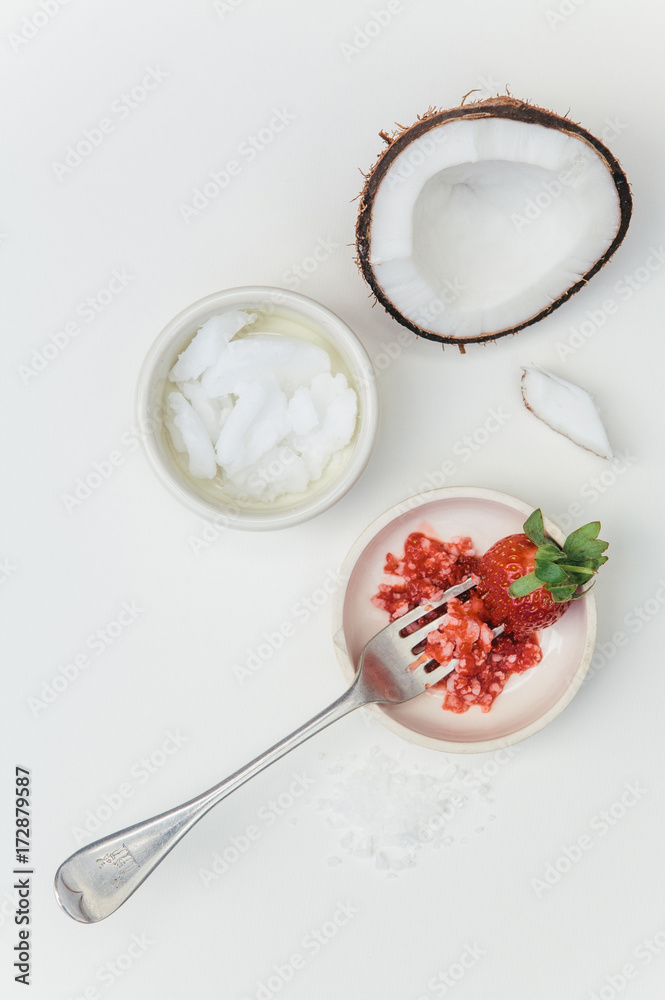 Strawberry, coconut oil and sea salt foot scrub. Strawberry, coconut oil and sea salt foot scrub.