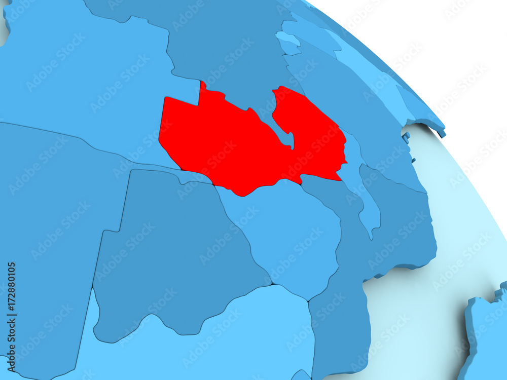 Fototapeta premium Zambia on blue globe