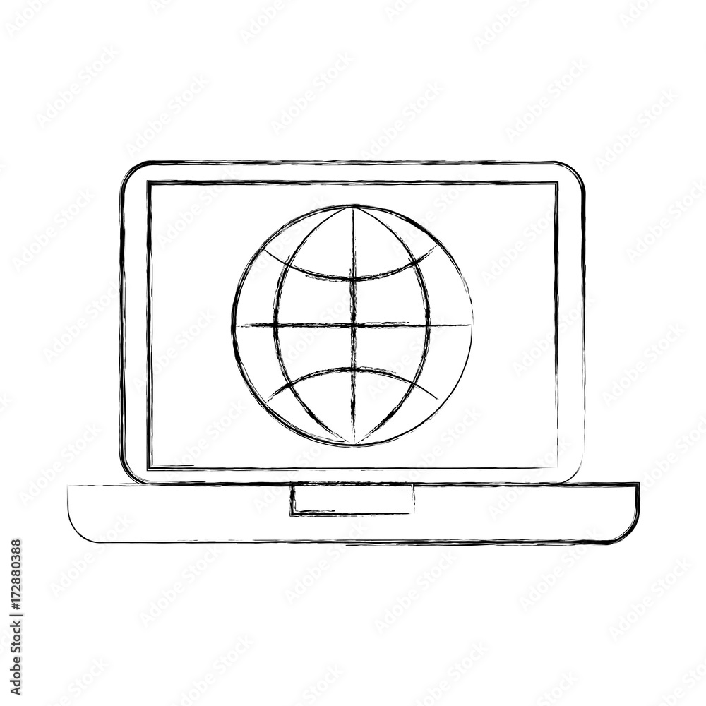 laptop business world connection digital vector illustration laptop business world connection digital vector illustration
