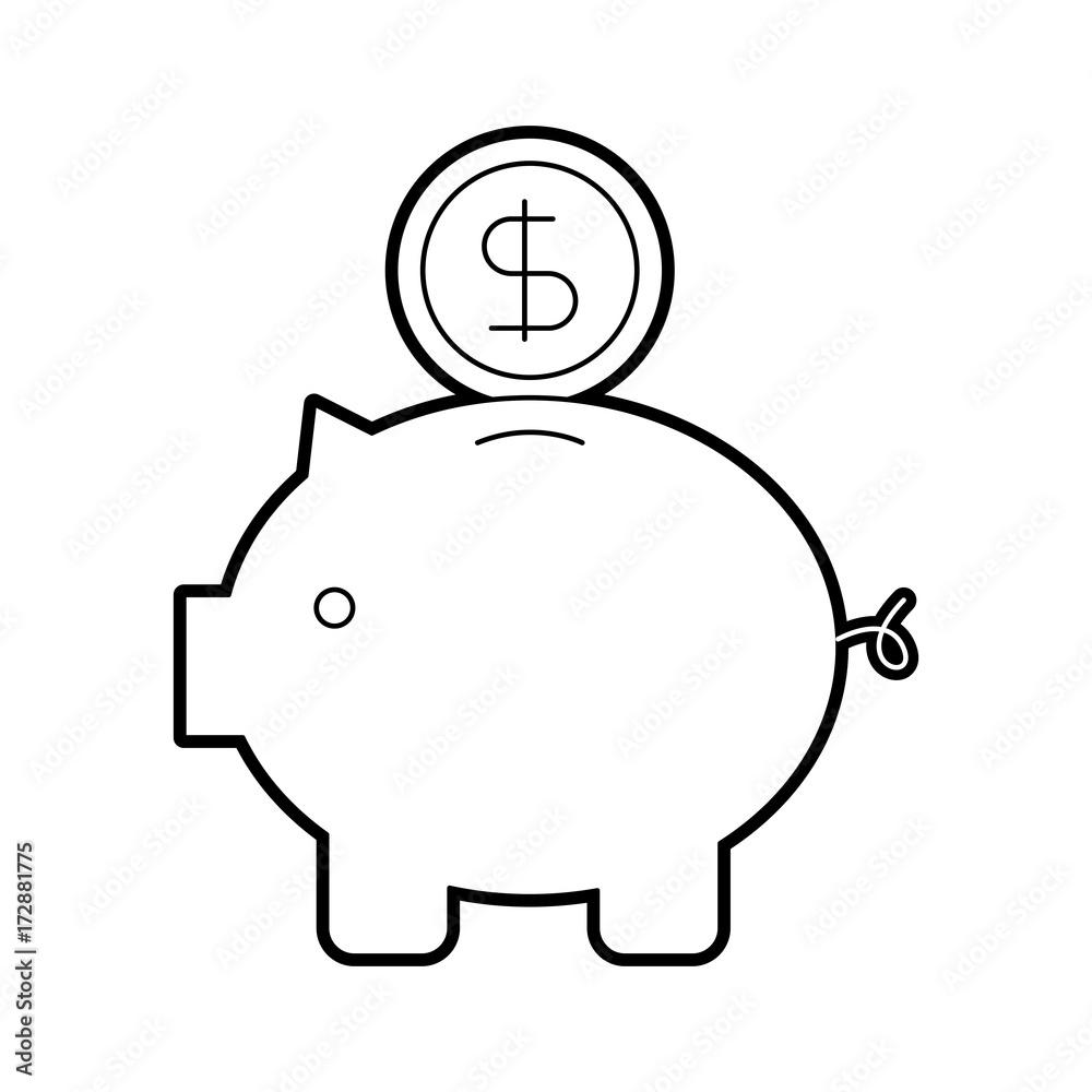piggy coin dollar money bank safety investment symbol vector illustration piggy coin dollar money bank safety investment symbol vector illustration