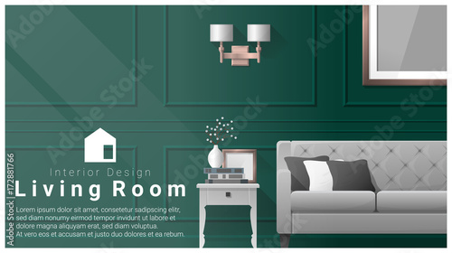 Interior design with Modern living room background , vector , illustration