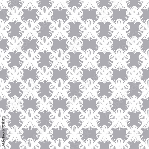 Seamless myrtle flower pattern No.3, vector graphic on isolated background.
