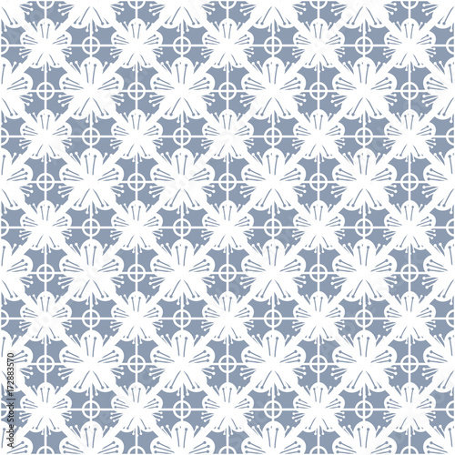 Seamless myrtle flower pattern No. 5, vector graphic on isolated background. 