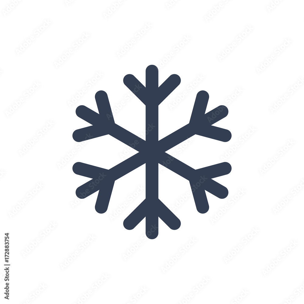 Snowflake icon. Black silhouette snow flake sign, isolated on white background. Flat design. Symbol of winter, frozen, Christmas, New Year holiday. Graphic element decoration. Vector illustration Snowflake icon. Black silhouette snow flake sign, isolated on white background. Flat design. Symbol of winter, frozen, Christmas, New Year holiday. Graphic element decoration. Vector illustration