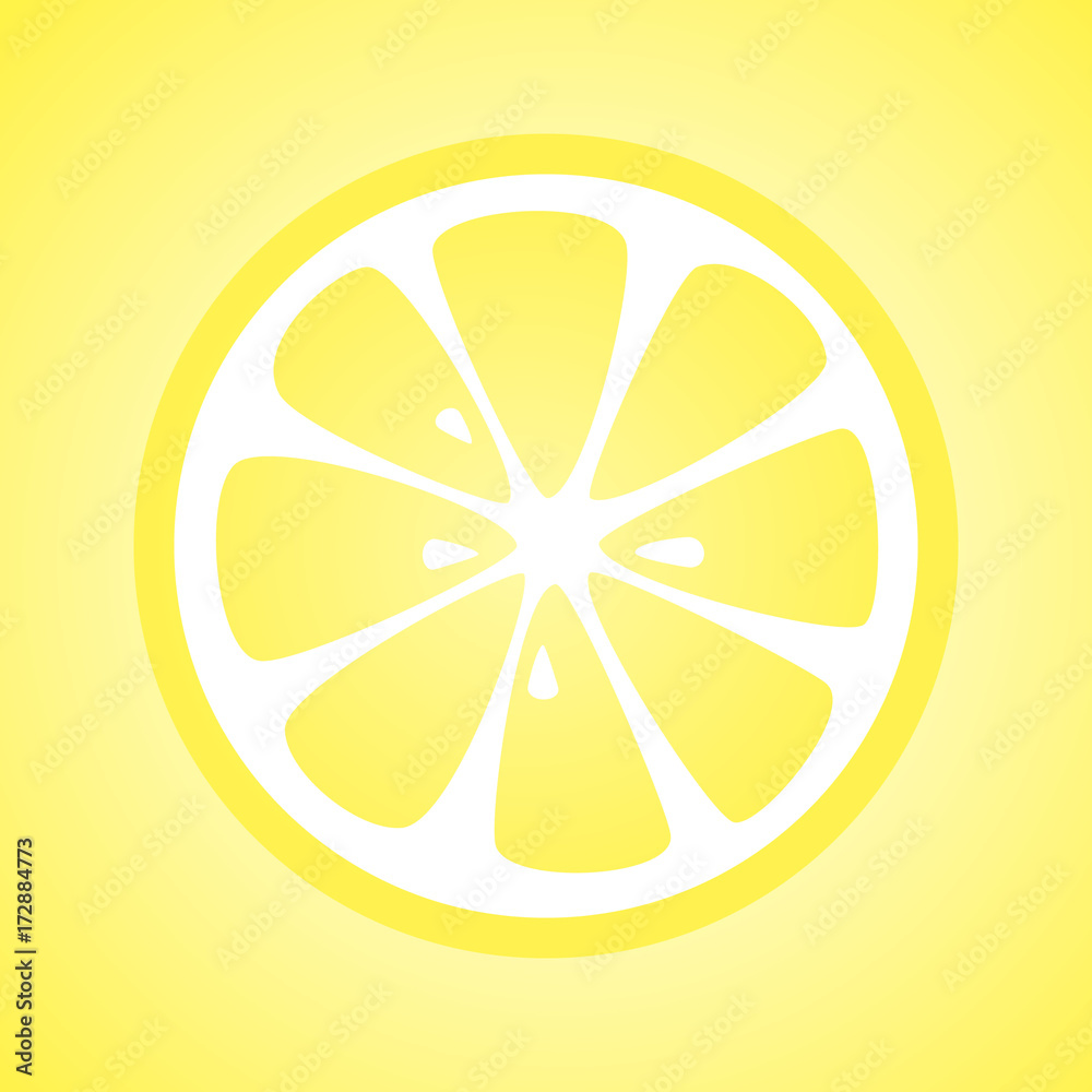 Juicy lemon on yellow background. Vector. Juicy lemon on yellow background. Vector.