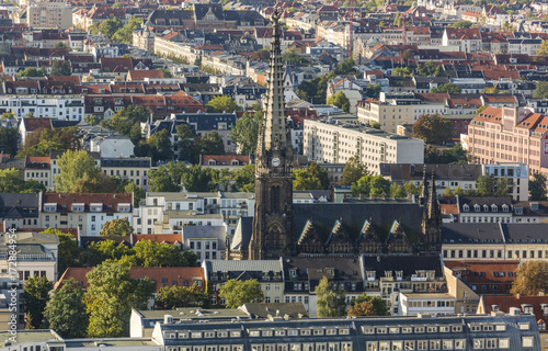 Aerial view of apartment houses in the Altlindenau district of Leipzig © Iurii