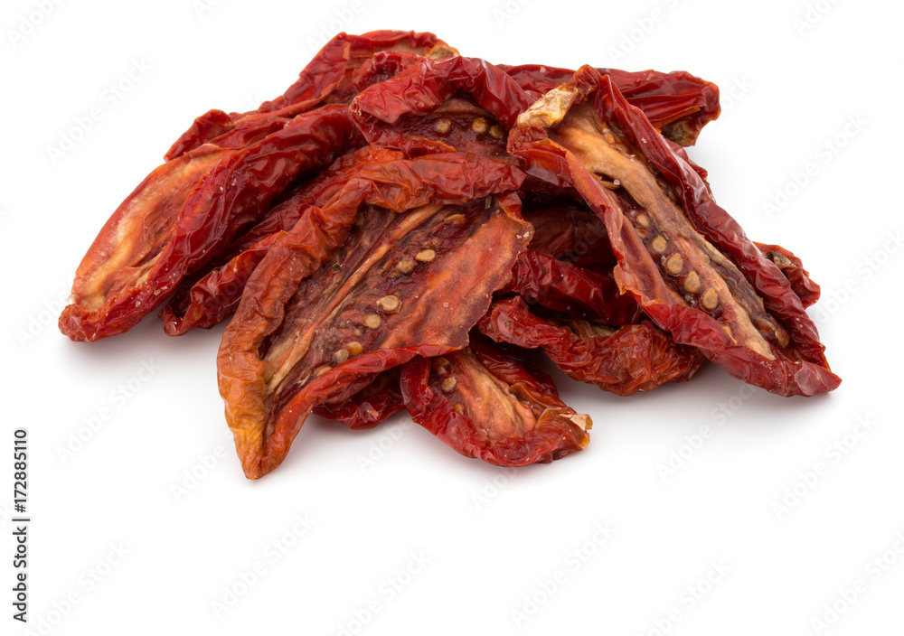 Dried tomatoes isolated on white background cutout Dried tomatoes isolated on white background cutout