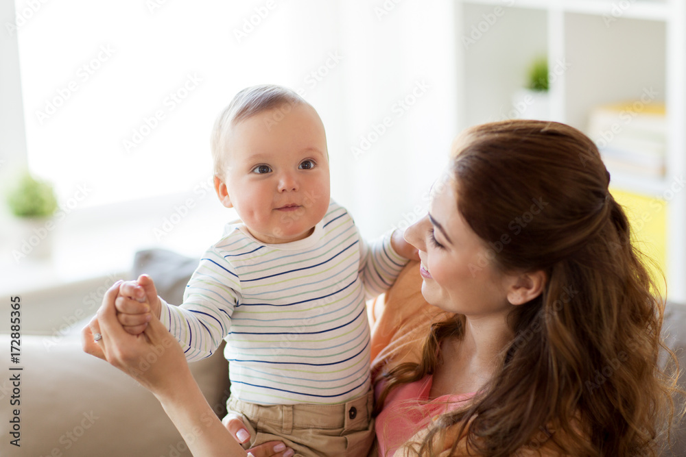 happy young mother with little baby at home happy young mother with little baby at home