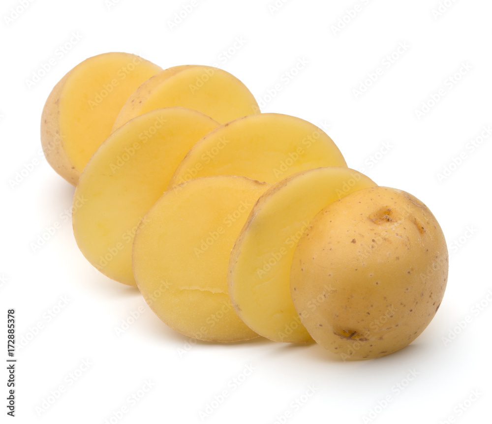 potato tuber slices  isolated on white background cutout