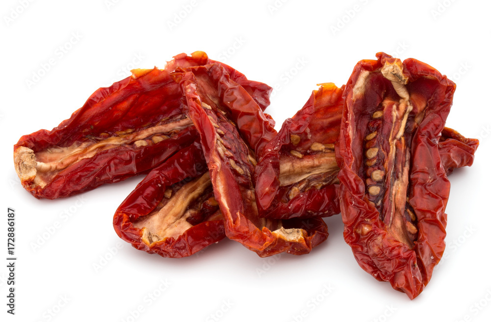 Dried tomatoes isolated on white background cutout Dried tomatoes isolated on white background cutout