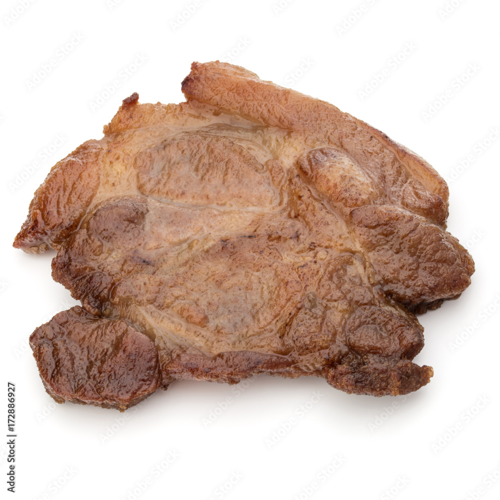 Cooked fried pork meat isolated on white background cutout Cooked fried pork meat isolated on white background cutout