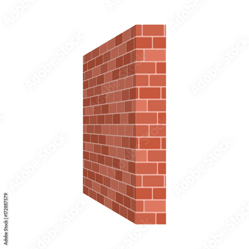 Brick wall perspective isolated on white background. Vector illustration