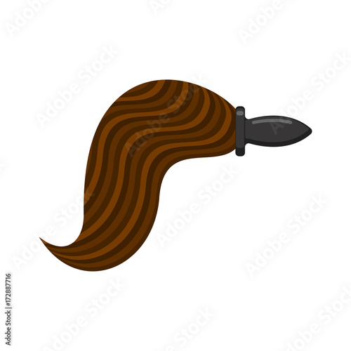 Anal plug with tail. Sex toy for adults. Vector illustration
