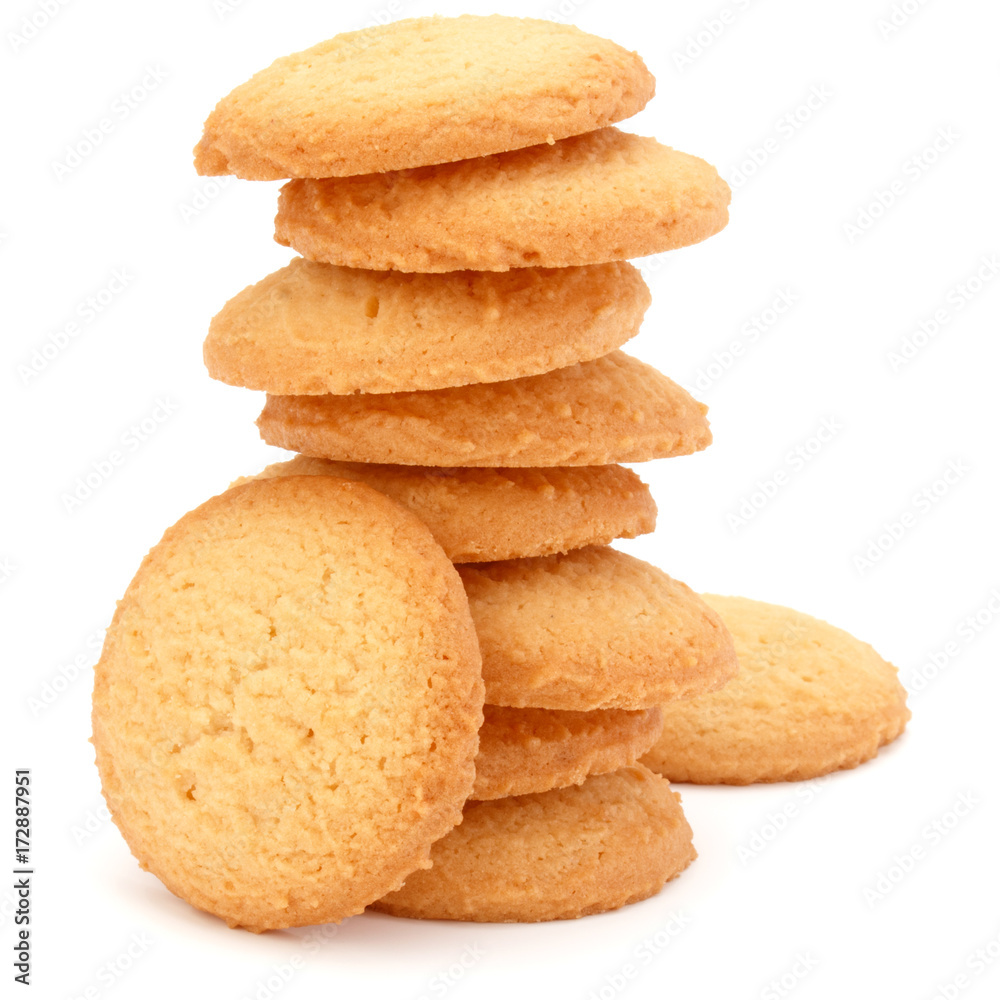 stacked short pastry cookies isolated on white background stacked short pastry cookies isolated on white background