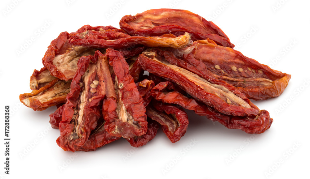 Dried tomatoes isolated on white background cutout Dried tomatoes isolated on white background cutout