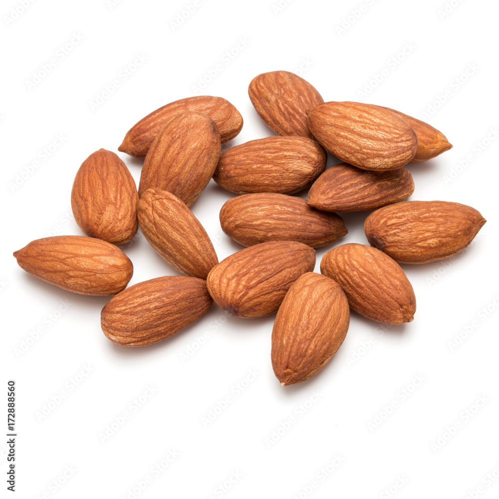 almond nuts isolated on white background close up almond nuts isolated on white background close up