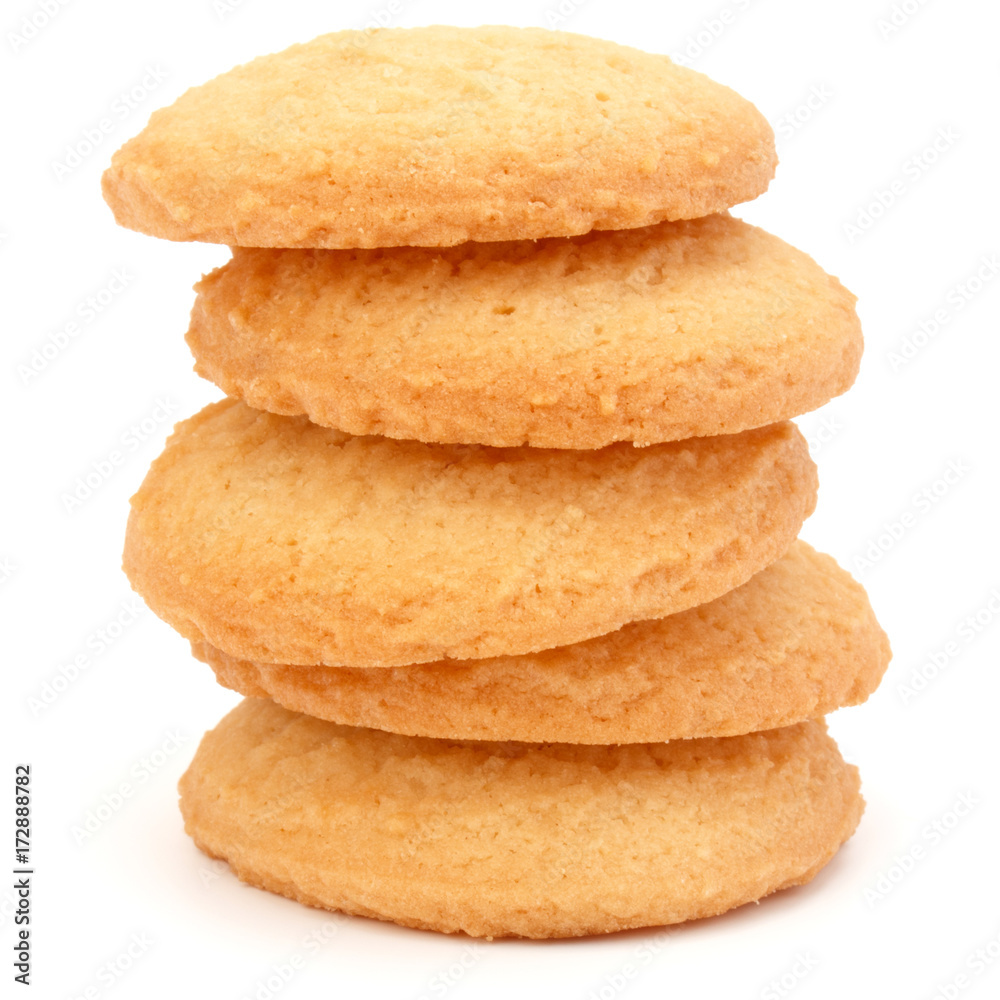 stacked short pastry cookies isolated on white background stacked short pastry cookies isolated on white background
