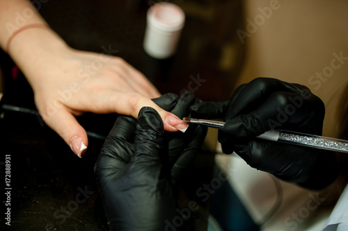 Manicure. Nail care in the beauty salon.