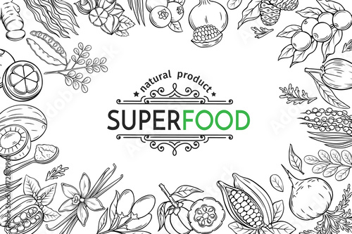 sketch superfood icons set