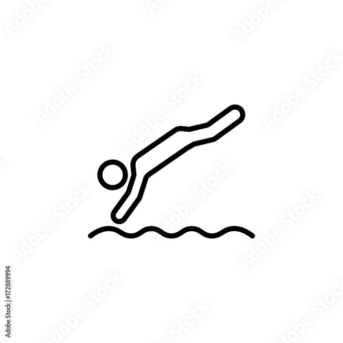 thin line jumping icon on white background