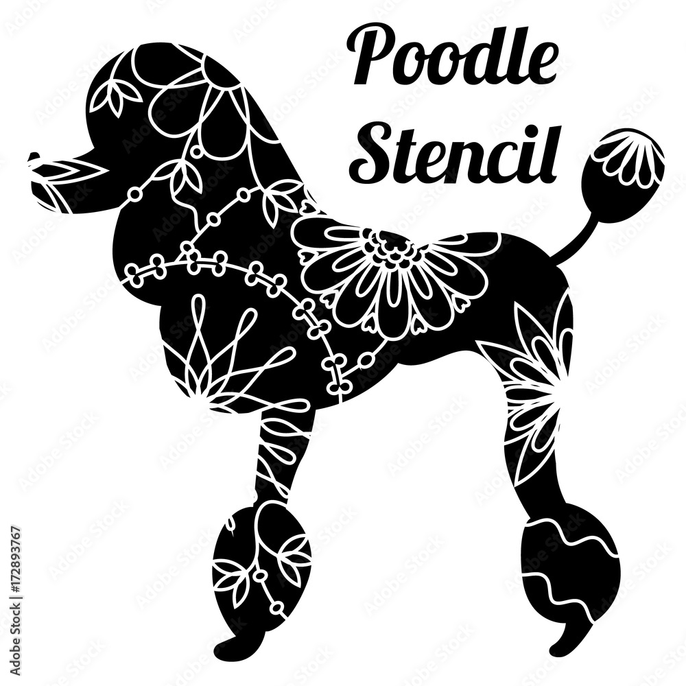 Poodle dog stencil Stock Vector | Adobe Stock