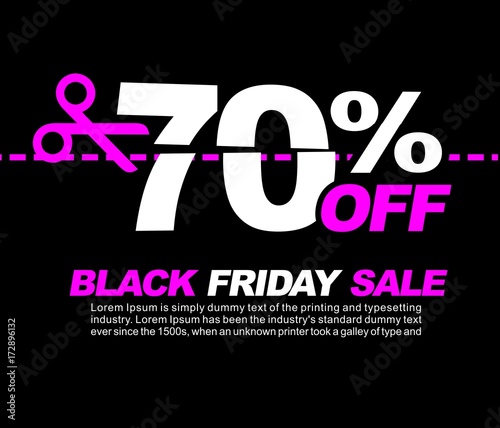 70% OFF Black Friday Sale, Promotional Poster or Sticker Design Cool Vector Illustration