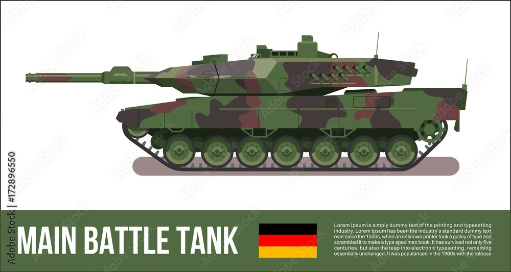 Battle german tank modern in forest camouflage Stock Vector