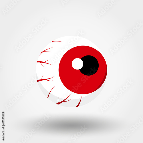 Red Eye. Icon. Vector. Flat.