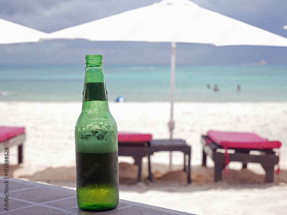 Cold beer on the beach, in a hot day in Mexico Cold beer on the beach, in a hot day in Mexico