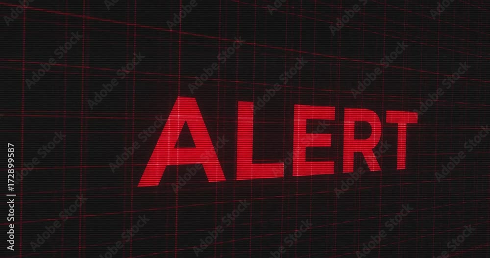 Blinking ominous futuristic glowing  typography - Alert