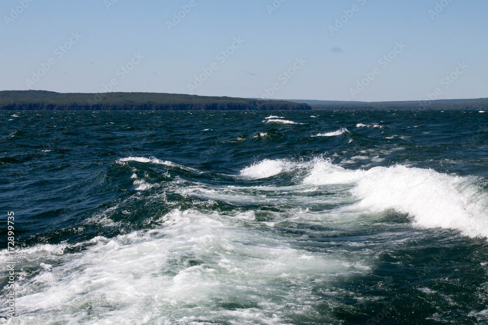 Wake of a boat on Lake Superior