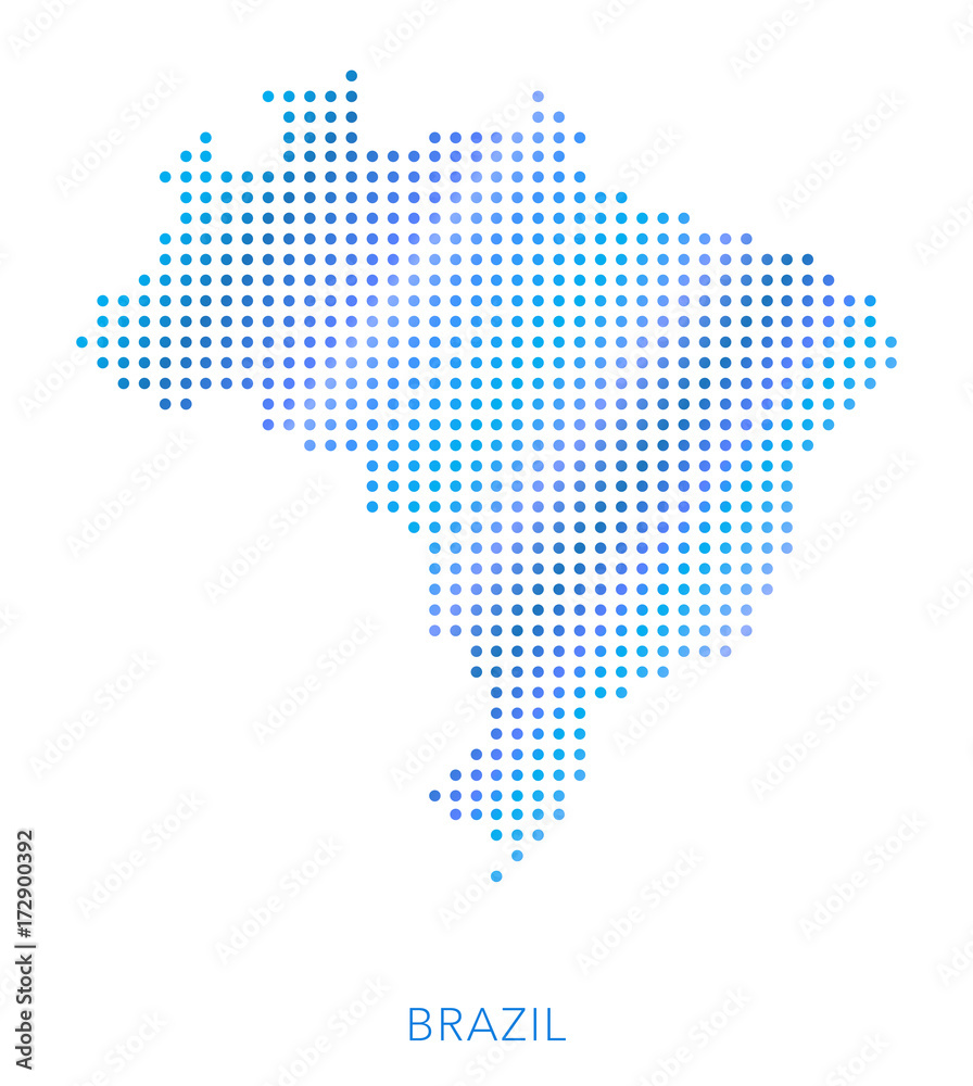 Brazil map, dot vector background