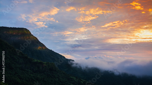 Landscape image view of fog and Mountain ,Thailand
