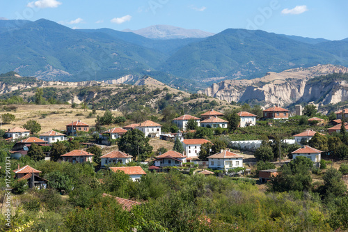 Panoramic view of Lozenitsa Village and Vine plantations near Melnik town, Blagoevgrad region, Bulgaria © Stoyan Haytov