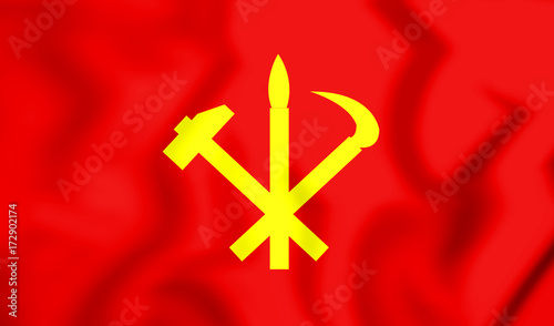 3D Flag of Workers' Party of Korea, DPRK. photo