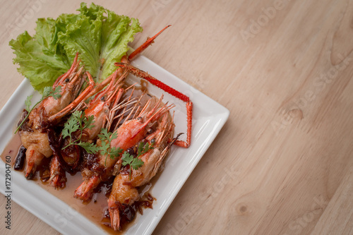 Thai food, Fried shrimp with tamarind sauce