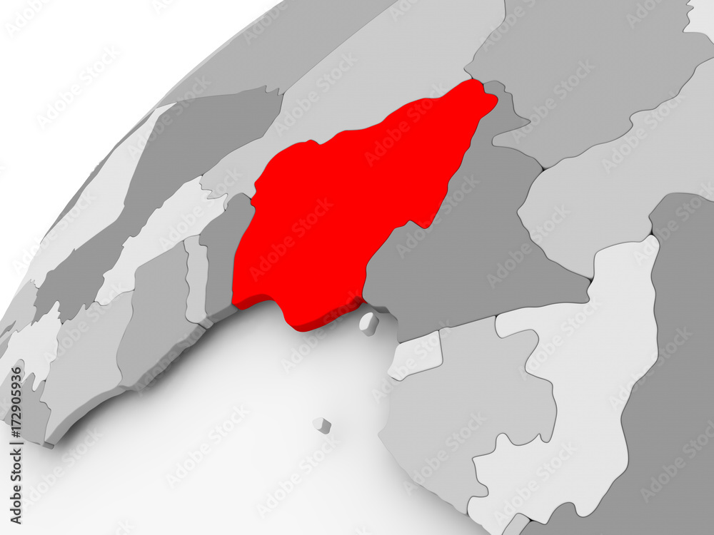 Nigeria on grey political globe Nigeria on grey political globe