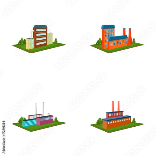 Processing factory,metallurgical plant. Factory and industry set collection icons in cartoon style isometric vector symbol stock illustration web.