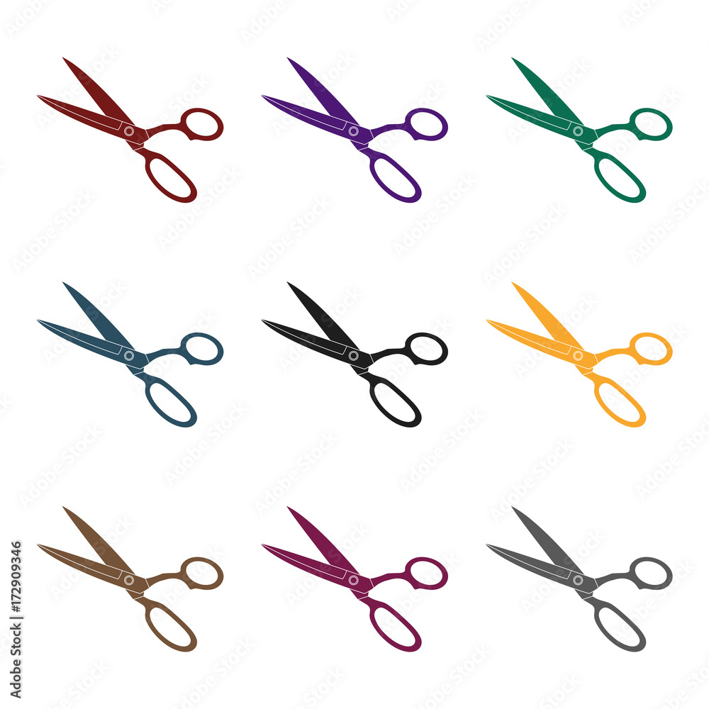 Metal scissors with blue handles.Sewing or tailoring tools kit single icon  in monochrome style vector symbol stock illustration. Stock Vector by  ©PandaVector 149366626