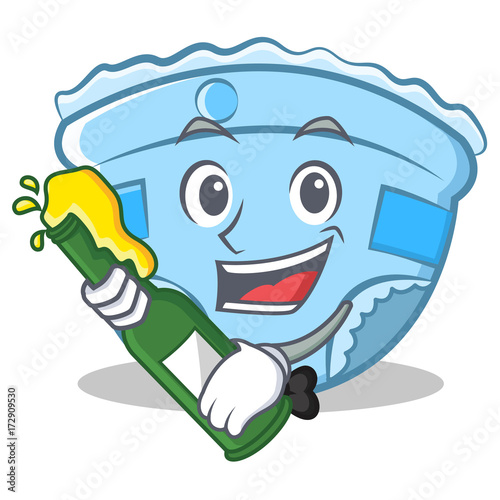 With beer baby diaper character cartoon