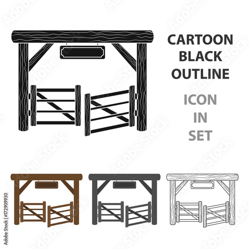 Paddock gate icon in cartoon style isolated on white background. Rodeo symbol stock vector illustration.