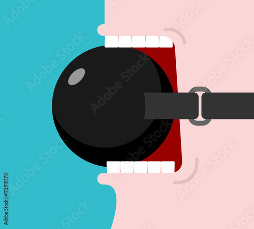BDSM Gag in mouth. sexy toy. Vector illustration