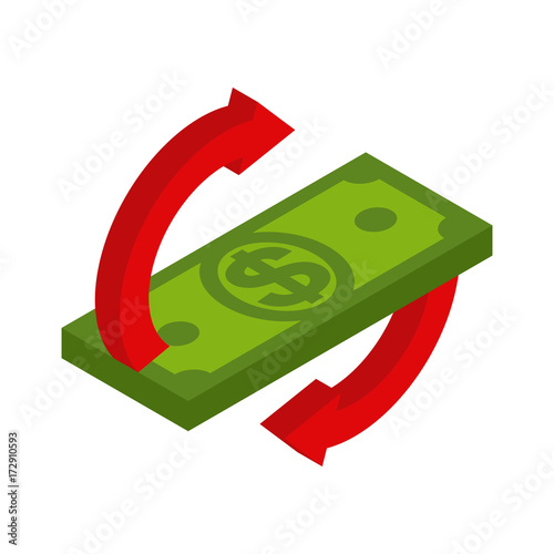 Cash back icon. Symbol is return of Money. Sign of a refund of dollars. Business vector illustration
