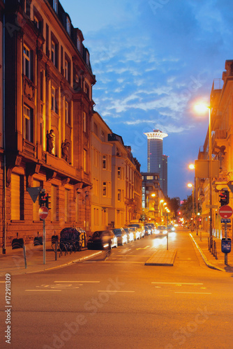 Street in night city. Frankfurt am Main, Germany