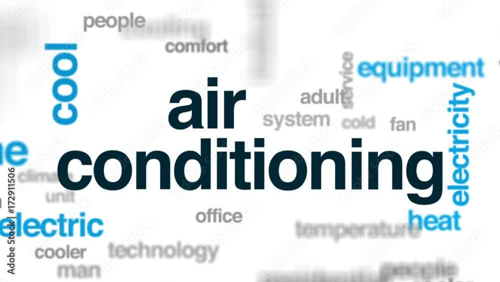 Air conditioning animated word cloud, text design animation. Air conditioning animated word cloud, text design animation.