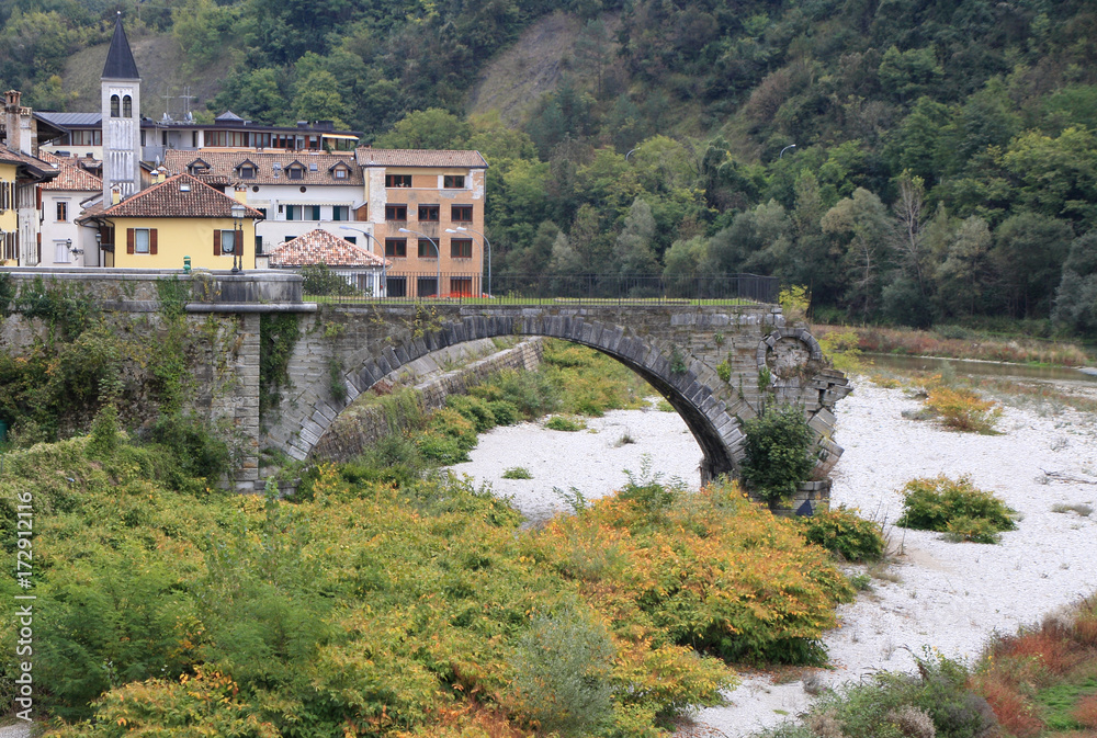 scenic landscape at the broken bridge of Belluno, Italy scenic landscape at the broken bridge of Belluno, Italy