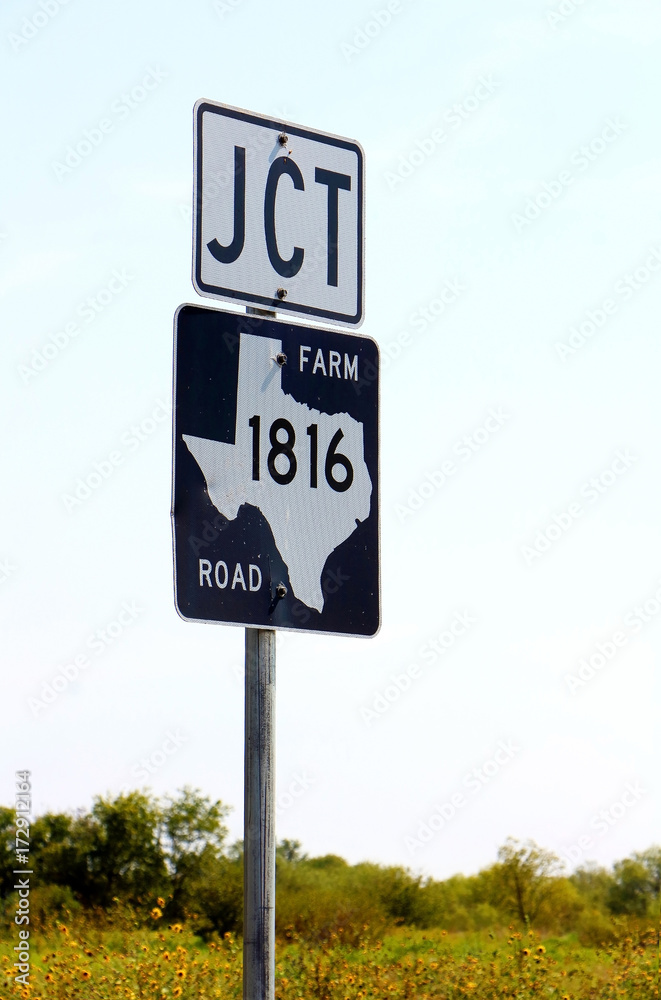 Junction Texas Road Sign Farm Road in Black and White Junction Texas Road Sign Farm Road in Black and White