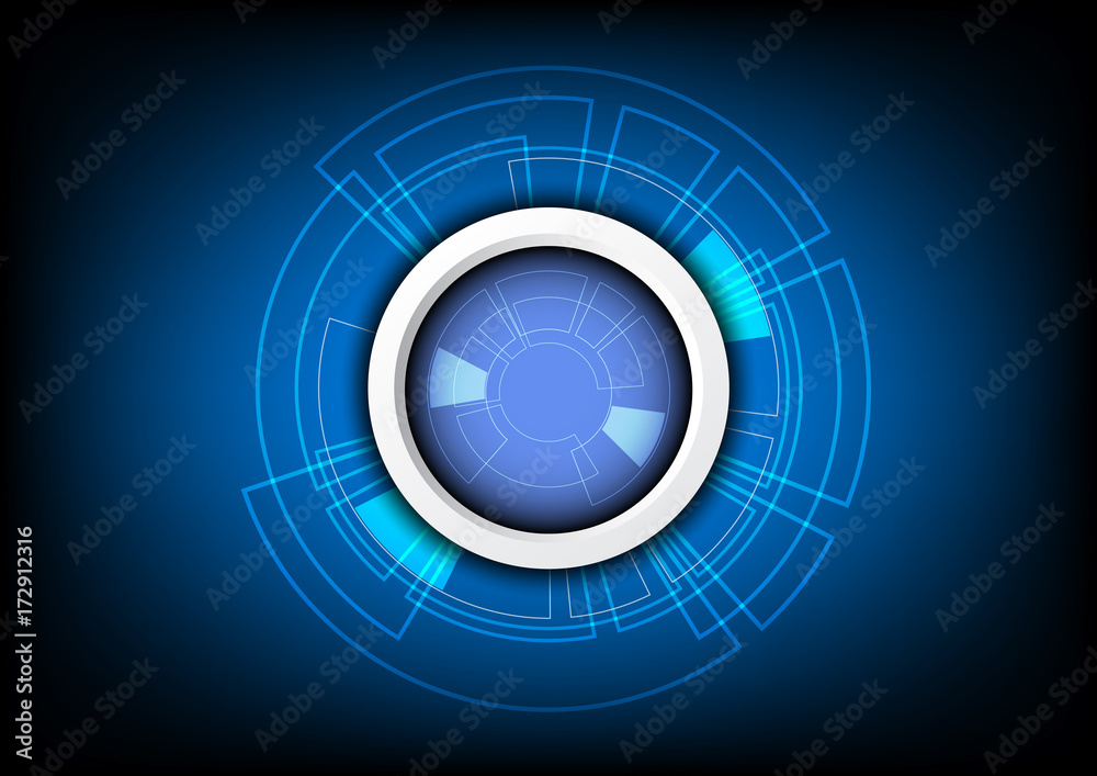 blue technology button, vector illustration